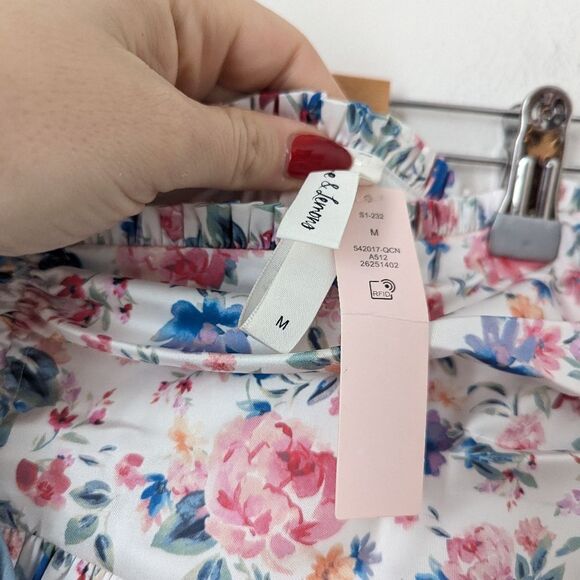 NWT For Love and Lemons white blue pink floral Juliet skirt crop top set M/L - Picture 8 of 10